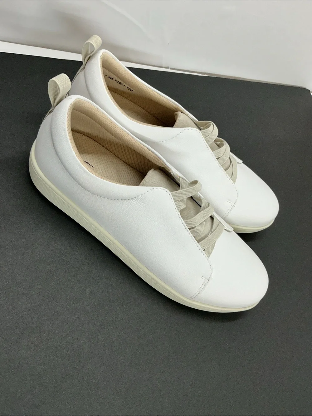 Trotters White Slip-On Sneakers with Cream Accents
